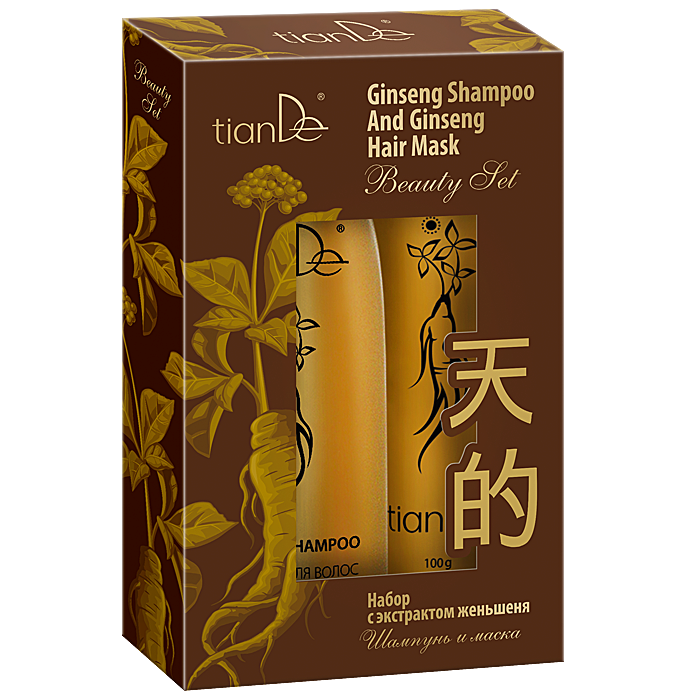 Set with ginseng extract: shampoo and hair mask 220 g + 100 g