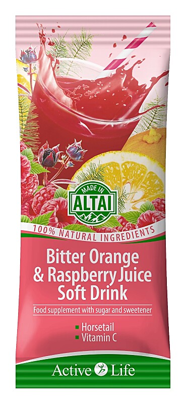 Drink with orange extract and raspberry juice, 8g